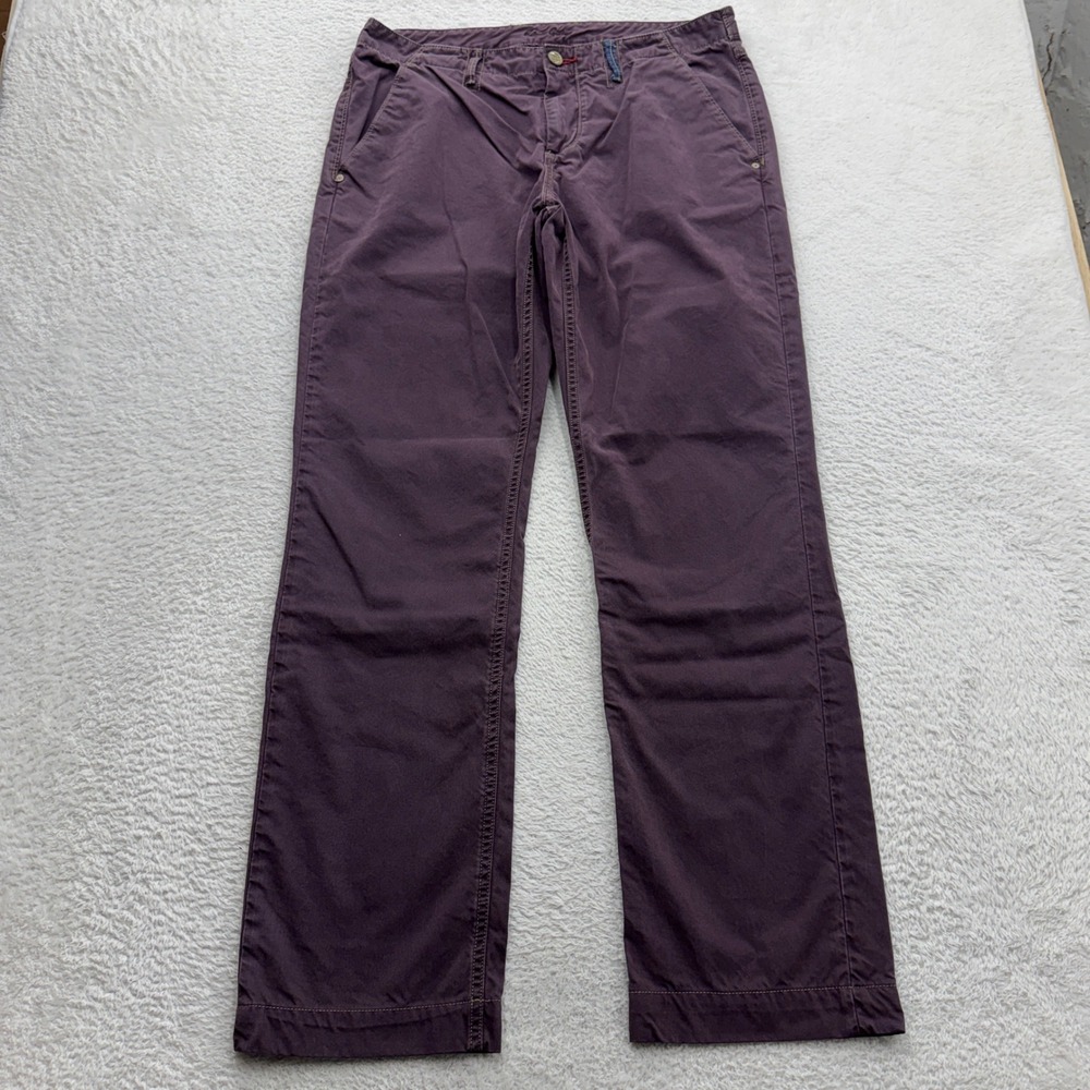Robert Graham Classic Yates Purple Cotton Chino Pants Mens 34 Straight Leg Plum